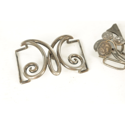 453 - A COLLECTION OF TEN 19TH CENTURY ART NOUVEAU SILVER AND SILVER METAL BELT BUCKLES of varying designs... 