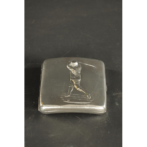 461 - OF GOLFING INTEREST, AN EARLY 20TH CENTURY SILVER RECTANGULAR CIGARETTE CASE Birmingham, 1900, Henry... 