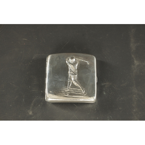 461 - OF GOLFING INTEREST, AN EARLY 20TH CENTURY SILVER RECTANGULAR CIGARETTE CASE Birmingham, 1900, Henry... 