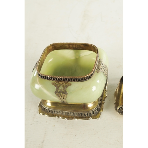 464 - A LATE 19TH CENTURY CONTINENTAL AGATE AND SILVER GILT BOWL AND COVER the bulbous agate body with eng... 