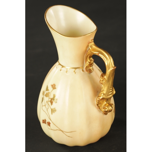 48 - TWO MOORCROFT VASES AND A BLUSH IVORY ROYAL WORCESTER JUG (14cm high and smaller )