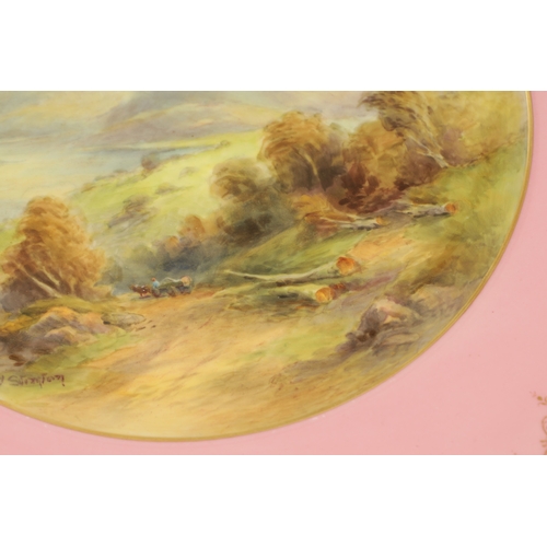 51 - A ROYAL WORCESTER CABINET PLATE PAINTED BY JAMES STINTON depicting a panoramic Lakeland view of Ulls... 