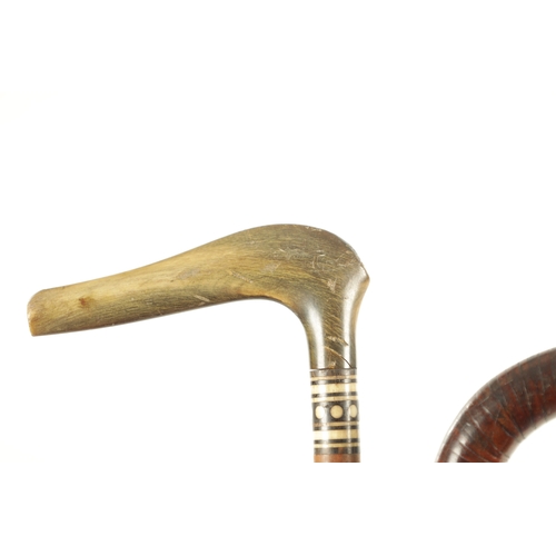 512 - A COLLECTION OF THREE LATE 19TH CENTURY WALKING STICKS comprising of A HORN HANDLED AND SEGMENTED WO... 