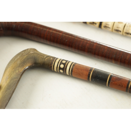 512 - A COLLECTION OF THREE LATE 19TH CENTURY WALKING STICKS comprising of A HORN HANDLED AND SEGMENTED WO... 