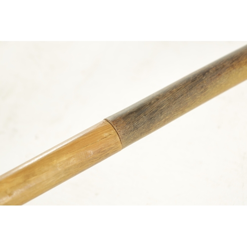 513 - A LATE 19TH CENTURY SEGMENTED RHINOCEROS HORN WALKING STICK with angled handle (87cm overall )