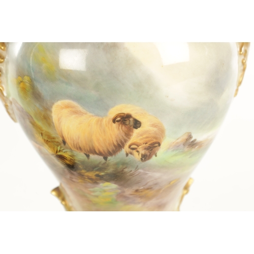 61 - A FINE ROYAL WORCESTER CABINET VASE PAINTED BY HARRY DAVIS the ivory ground shouldered tapering body... 