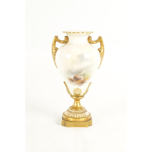 61 - A FINE ROYAL WORCESTER CABINET VASE PAINTED BY HARRY DAVIS the ivory ground shouldered tapering body... 