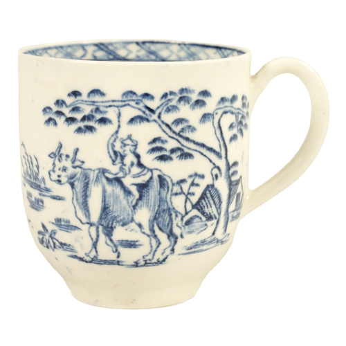 70 - AN 18TH CENTURY DERBY PORCELAIN COFFEE CUP with strap handle painted with the 