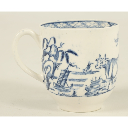 70 - AN 18TH CENTURY DERBY PORCELAIN COFFEE CUP with strap handle painted with the 