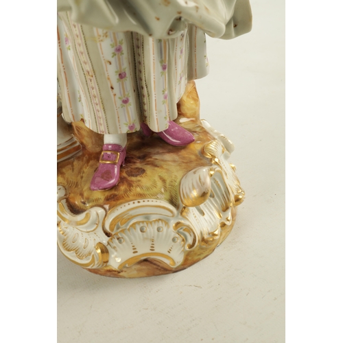 90 - A LARGE PAIR OF 19TH CENTURY MEISSEN PORCELAIN FIGURES modelled as a Lady and Gentleman flower picki... 