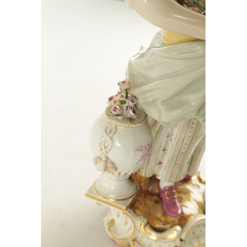 90 - A LARGE PAIR OF 19TH CENTURY MEISSEN PORCELAIN FIGURES modelled as a Lady and Gentleman flower picki... 