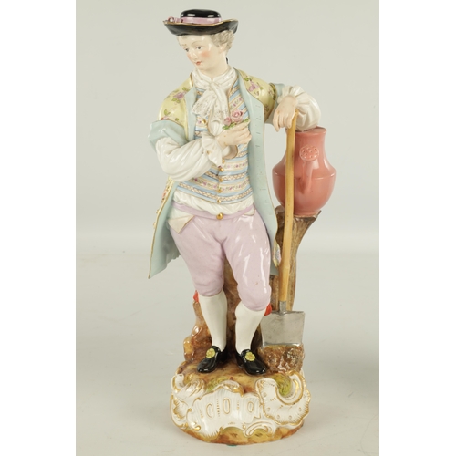 90 - A LARGE PAIR OF 19TH CENTURY MEISSEN PORCELAIN FIGURES modelled as a Lady and Gentleman flower picki... 