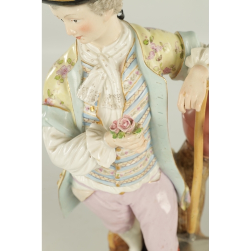 90 - A LARGE PAIR OF 19TH CENTURY MEISSEN PORCELAIN FIGURES modelled as a Lady and Gentleman flower picki... 