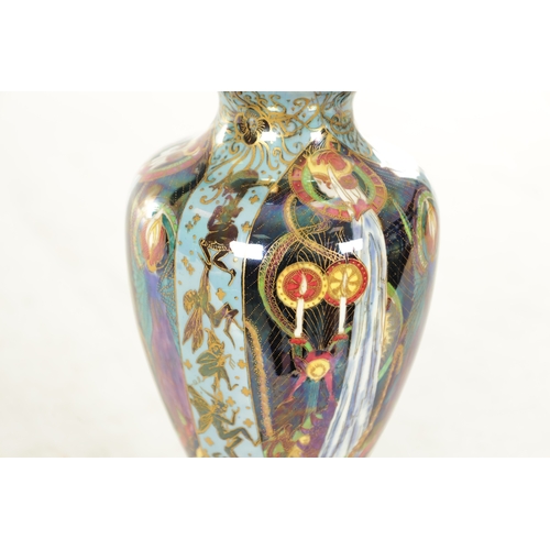 93 - A GOOD EARLY 20TH CENTURY WEDGWOOD FAIRYLAND LUSTRE “CANDLEMAS” DESIGN CABINET VASE BY DAISY MAKEIG ... 