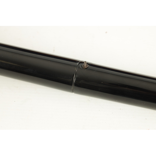 528 - ATT. JOHN BLISSETT. A 19TH CENTURY CASE AIR CANE RIFLE having a black lacquer finish with horn handl... 