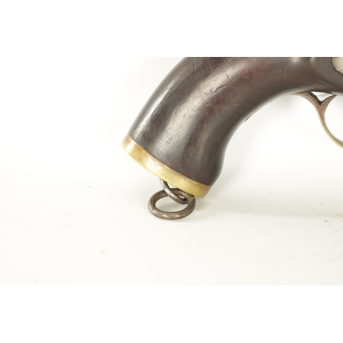 539 - A 19TH CENTURY PERCUSSION PISTOL BY ENFIELD DATED 1858 with steel barrel having signed flat plate 