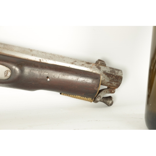 539 - A 19TH CENTURY PERCUSSION PISTOL BY ENFIELD DATED 1858 with steel barrel having signed flat plate 