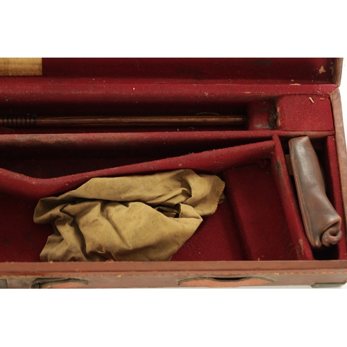 541 - A 19TH CENTURY SHOTGUN LEATHER BOUND CARRY CASE bearing label to the inner lid for Westley Richards ... 