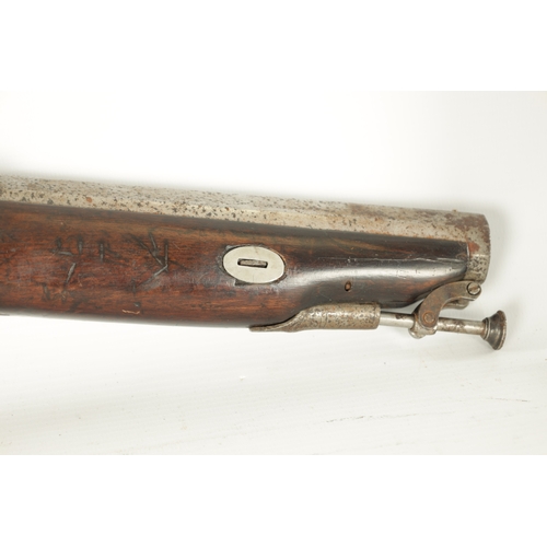 553 - A 19TH CENTURY PERCUSSION PISTOL the steel barrel, flat line bordered plate indistinctly signed, on ... 