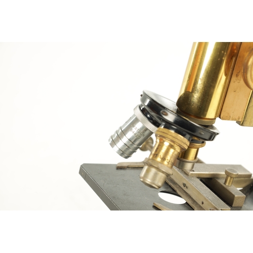 560 - A 20TH CENTURY E. LEITZ WETZLAR MONOCULAR MICROSCOPE NUMBER 190500 the brass and blackened frame of ... 