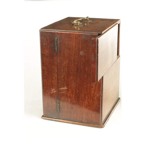 565 - A GEORGE III MAHOGANY APOTHECARY BOX with a hinged front revealing a medicine bottle and two fitted ... 