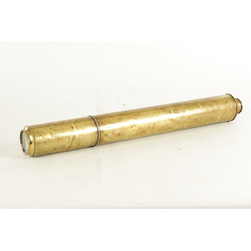 566 - A 19TH CENTURY BRASS-CASED SINGLE-DRAW OFFICER'S TELESCOPE. with extending barrel shade (52cm length... 