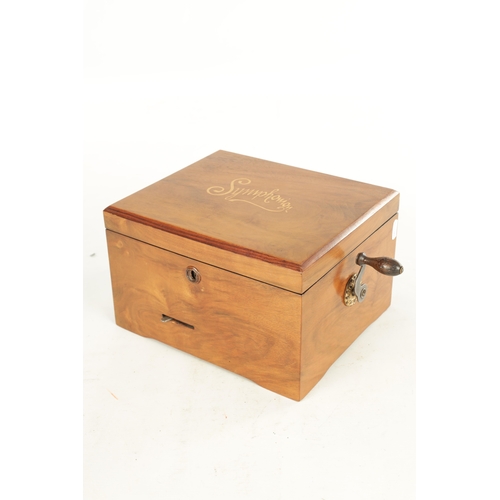 569 - A LATE 19TH CENTURY SYMPHONION MUSIC BOX the walnut case with inlaid lid opening to reveal a 7 1/2