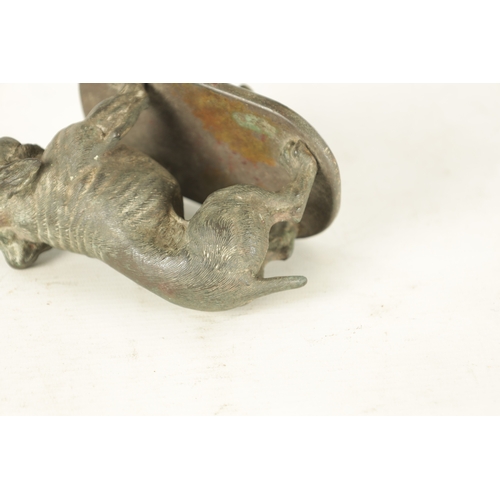 580 - A GOOD QUALITY BRONZE BULLDOG CAR MASCOT BY FINNIGANS, LONDON, the Bergman style bronze bulldog moun... 