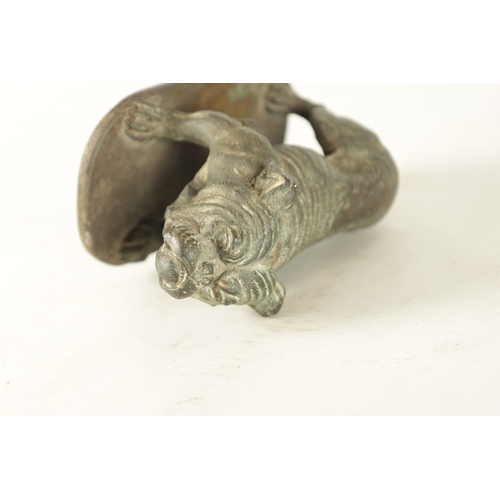 580 - A GOOD QUALITY BRONZE BULLDOG CAR MASCOT BY FINNIGANS, LONDON, the Bergman style bronze bulldog moun... 