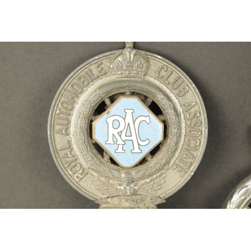 582 - A COLLECTION OF THREE VINTAGE RAC CAR BADGES two with enamel centres. (3)