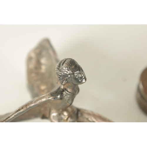 583 - TWO SPIRIT OF ECSTASY CAR MASCOTS, one silver-plated the other in copper, both early 20th century. (... 