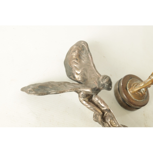 583 - TWO SPIRIT OF ECSTASY CAR MASCOTS, one silver-plated the other in copper, both early 20th century. (... 