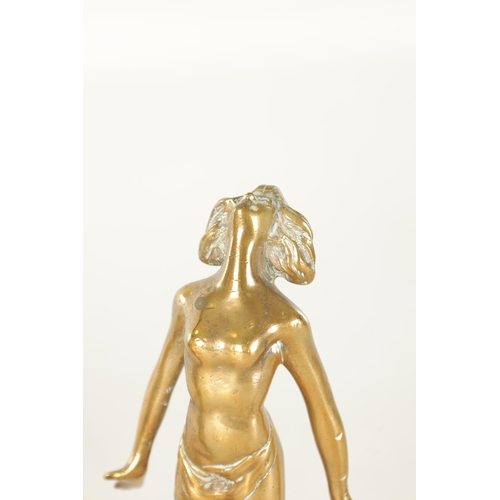 588 - TWO EARLY 20TH CENTURY CAR MASCOTS, the bronze mascot modelled as a semi-nude lady with impressed 'R... 