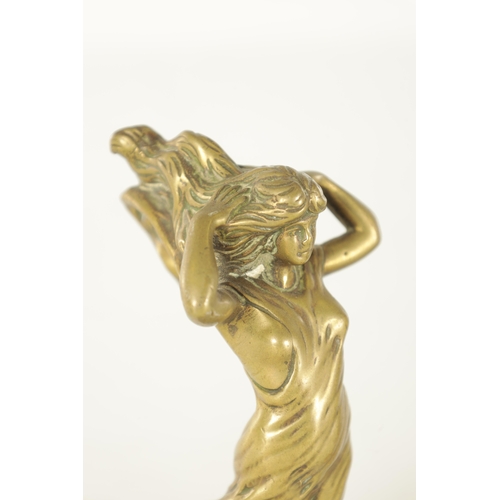 588 - TWO EARLY 20TH CENTURY CAR MASCOTS, the bronze mascot modelled as a semi-nude lady with impressed 'R... 