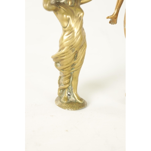 588 - TWO EARLY 20TH CENTURY CAR MASCOTS, the bronze mascot modelled as a semi-nude lady with impressed 'R... 