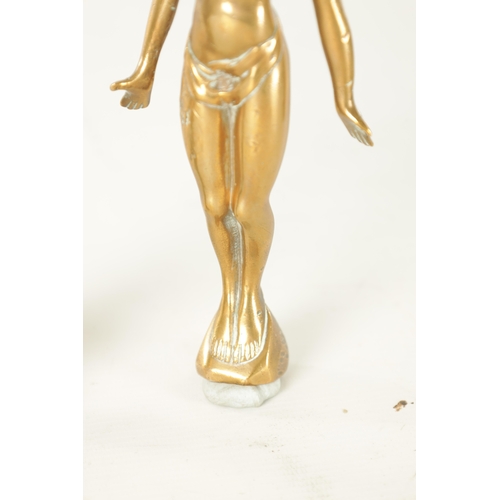 588 - TWO EARLY 20TH CENTURY CAR MASCOTS, the bronze mascot modelled as a semi-nude lady with impressed 'R... 