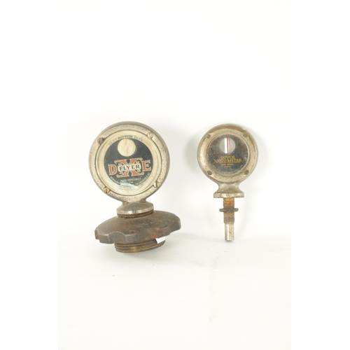 593 - TWO VINTAGE CALORIMETER CAR RADIATOR CAPS, the larger American temperature gauge made for the Kentuc... 