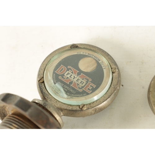 593 - TWO VINTAGE CALORIMETER CAR RADIATOR CAPS, the larger American temperature gauge made for the Kentuc... 