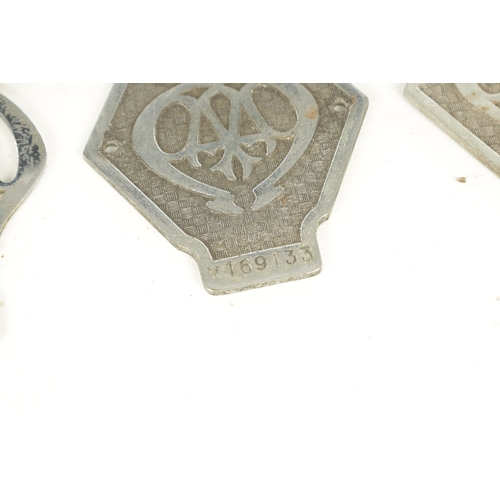 596 - A COLLECTION OF SIX AA AUTOMOBILE ASSOCIATION VINTAGE CAR BADGES of various designs. (6)