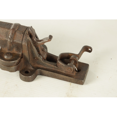 607 - A 19TH CENTURY BRONZE MODEL OF A STARTER CANNON on cast brass carriage TOGETHER WITH A CAST IRON STA... 