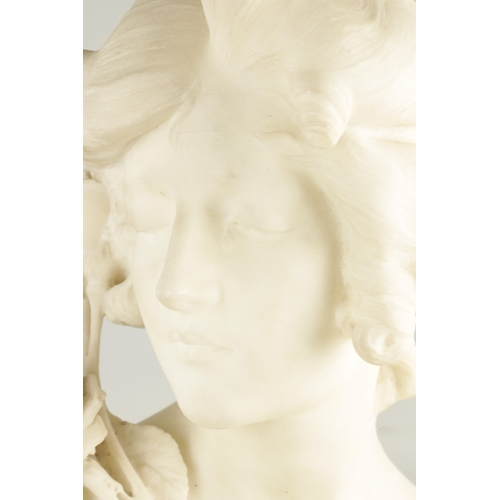 608 - SAUL FANFANI (1856 - 1919) AN ART NOUVEAU CARVED CARRARA MARBLE BUST ENTITLED “PAS DE ROSES SANS EPI... 