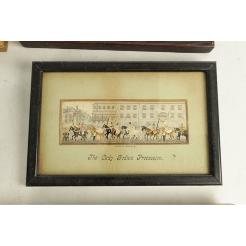 609 - A GROUP OF SIX 19TH CENTURY FRAMED SILK WOVEN STEVENGRAPHS The Good Old Days and The Present Time; T... 