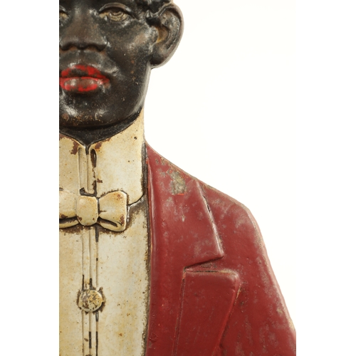 611 - A 19TH CENTURY PAINTED CAST IRON STANDING DUMB WAITER on chamfered square plinth base (94cm high)