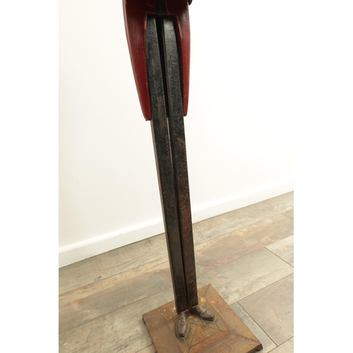 611 - A 19TH CENTURY PAINTED CAST IRON STANDING DUMB WAITER on chamfered square plinth base (94cm high)