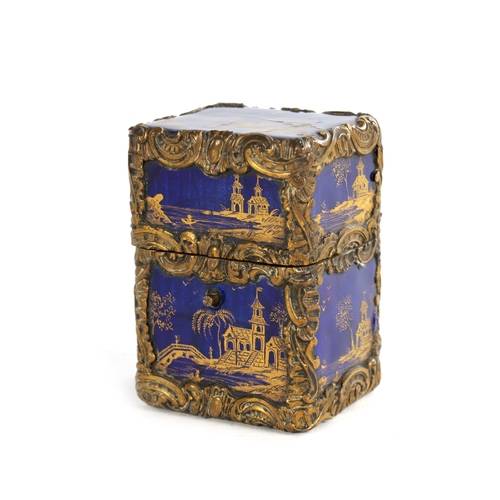 631 - A 19TH CENTURY CHINOISERIE DECORATED AND ORMOLU MOUNTED ENAMELLED NECESSAIRE / ETUI of rectangular f... 