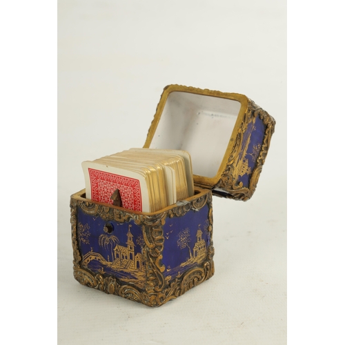 631 - A 19TH CENTURY CHINOISERIE DECORATED AND ORMOLU MOUNTED ENAMELLED NECESSAIRE / ETUI of rectangular f... 