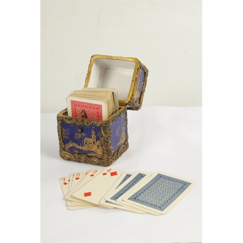 631 - A 19TH CENTURY CHINOISERIE DECORATED AND ORMOLU MOUNTED ENAMELLED NECESSAIRE / ETUI of rectangular f... 