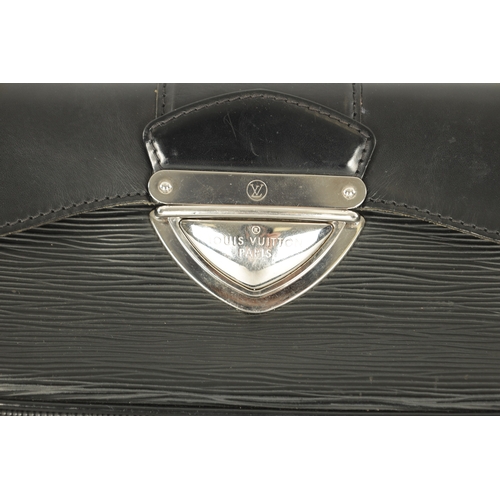 635 - A GENUINE LOUIS VUITTON MONTAIGNE SHOULDER BAG made from black Epi leather with branded silver metal... 