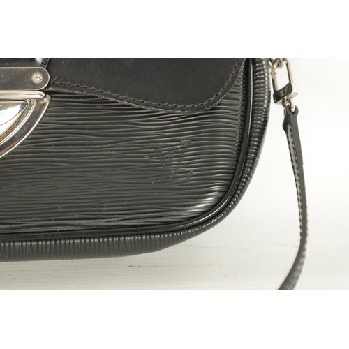 635 - A GENUINE LOUIS VUITTON MONTAIGNE SHOULDER BAG made from black Epi leather with branded silver metal... 