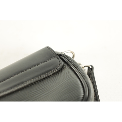 635 - A GENUINE LOUIS VUITTON MONTAIGNE SHOULDER BAG made from black Epi leather with branded silver metal... 